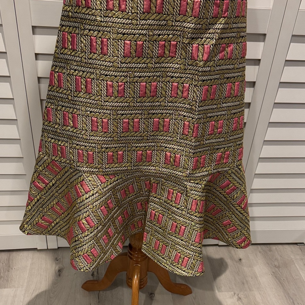 Cynthia Rowley NWT Bonfire Gold/ black and Pink Halter Dress. - Picture 4 of 12